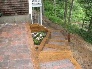 Patio Pavers with Timber Steps